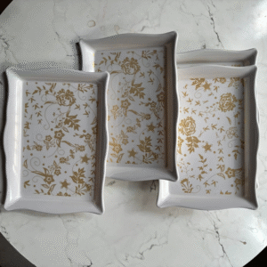 YOUVIX Golden Blossom Melamine Serving Tray Set-6