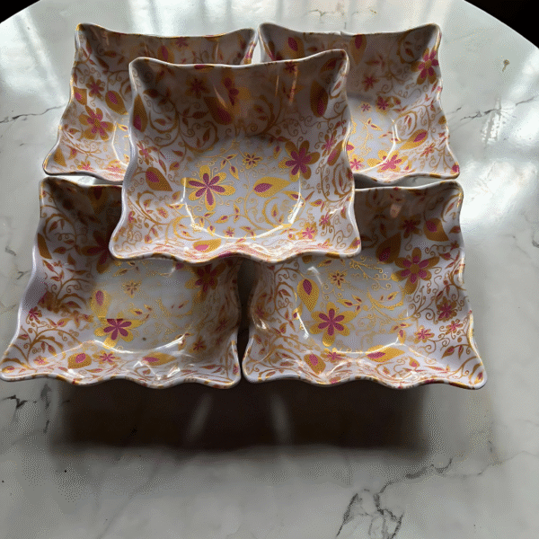 YOUVIX Royal Hexa Floral Bowl Set – Pack of 6