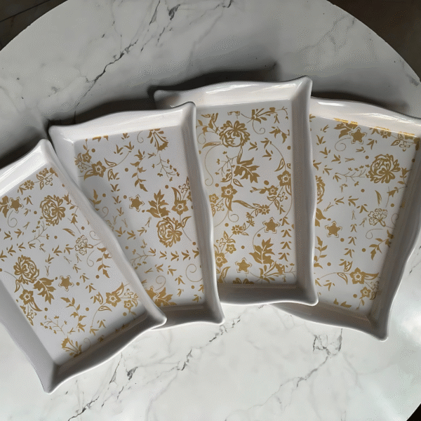 YOUVIX Golden Blossom Melamine Serving Tray Set-6