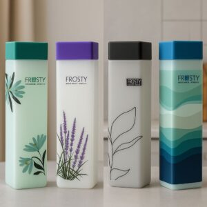 youvix Frosty Flower Plastic Square Bottle 1000 ml Bottle
